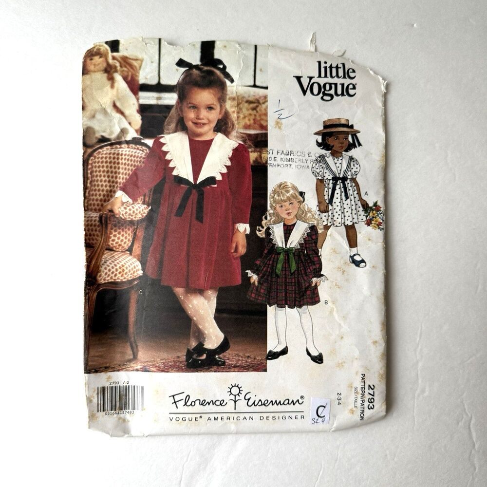 Vtg VOGUE Sewing Pattern TODDLER SAILOR DRESS 2793 Florence Eiseman 2-4